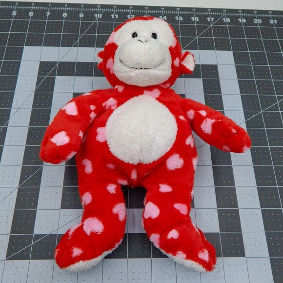 TY Pluffies Harts Red White Monkey Plush Pink Hearts Stuffed Animal 2006 TyLux - Picture 6 of 10
